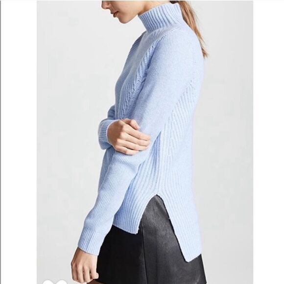 Veronica Beard Rama Blue Mock Neck Sweater Wool Cashmere Size Small - Picture 3 of 11